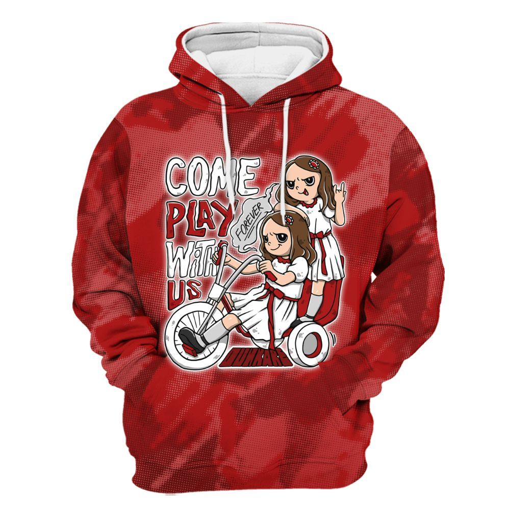 Hoodie To Match Red Taxi 12s - Come Hangout Halloween Abstract Halftone All Over Print