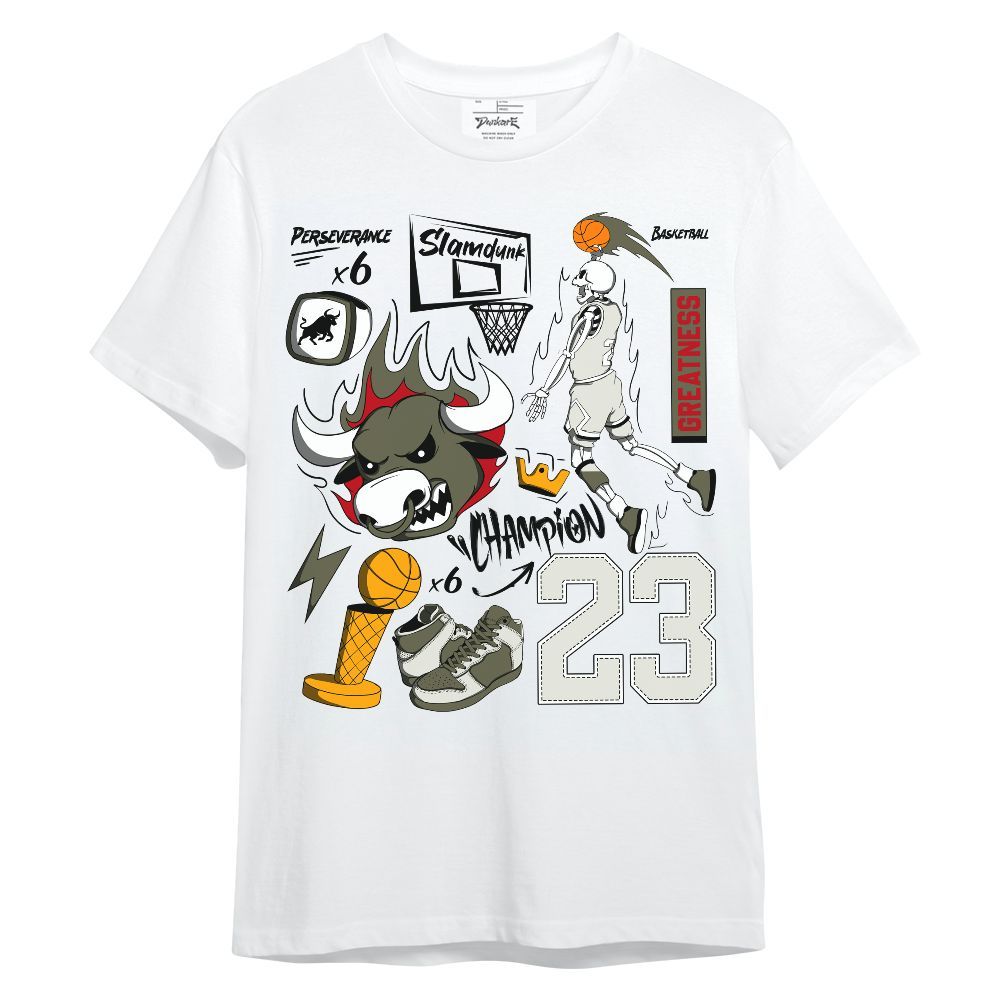 Shirt To Match Travis Scott Low OG Medium Olive 1s - 23 Doodle Basketball Legend Skeleton Unisex Shirt