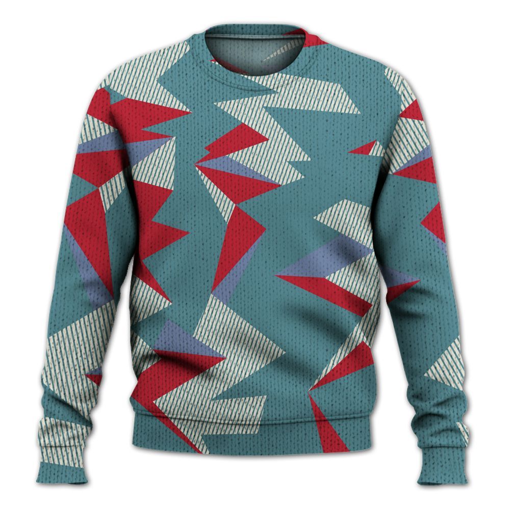 Knitted Sweater To Match Dunk Low Denim Turquoise Royal - Geometric Camouflage Pattern