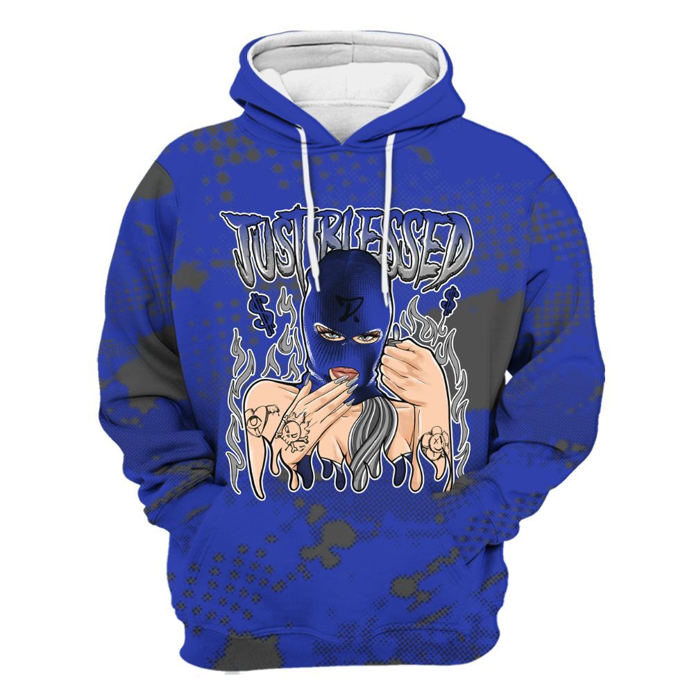 Hoodie To Match Air Max Plus Black Racer Blue - Blessed!! Smoke Dot All Over Print