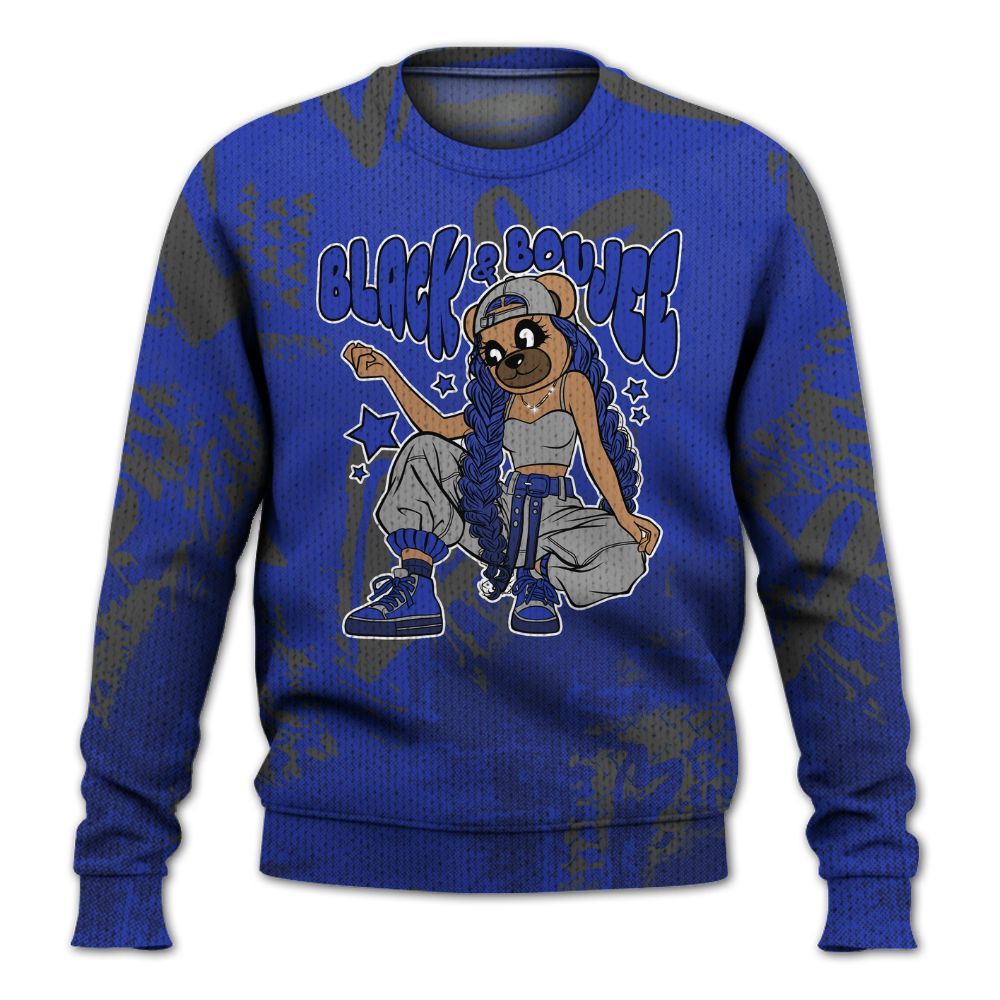 Knitted Sweater To Match Air Max Plus Black Racer Blue - Boujee Girls Bear Heart Grunge