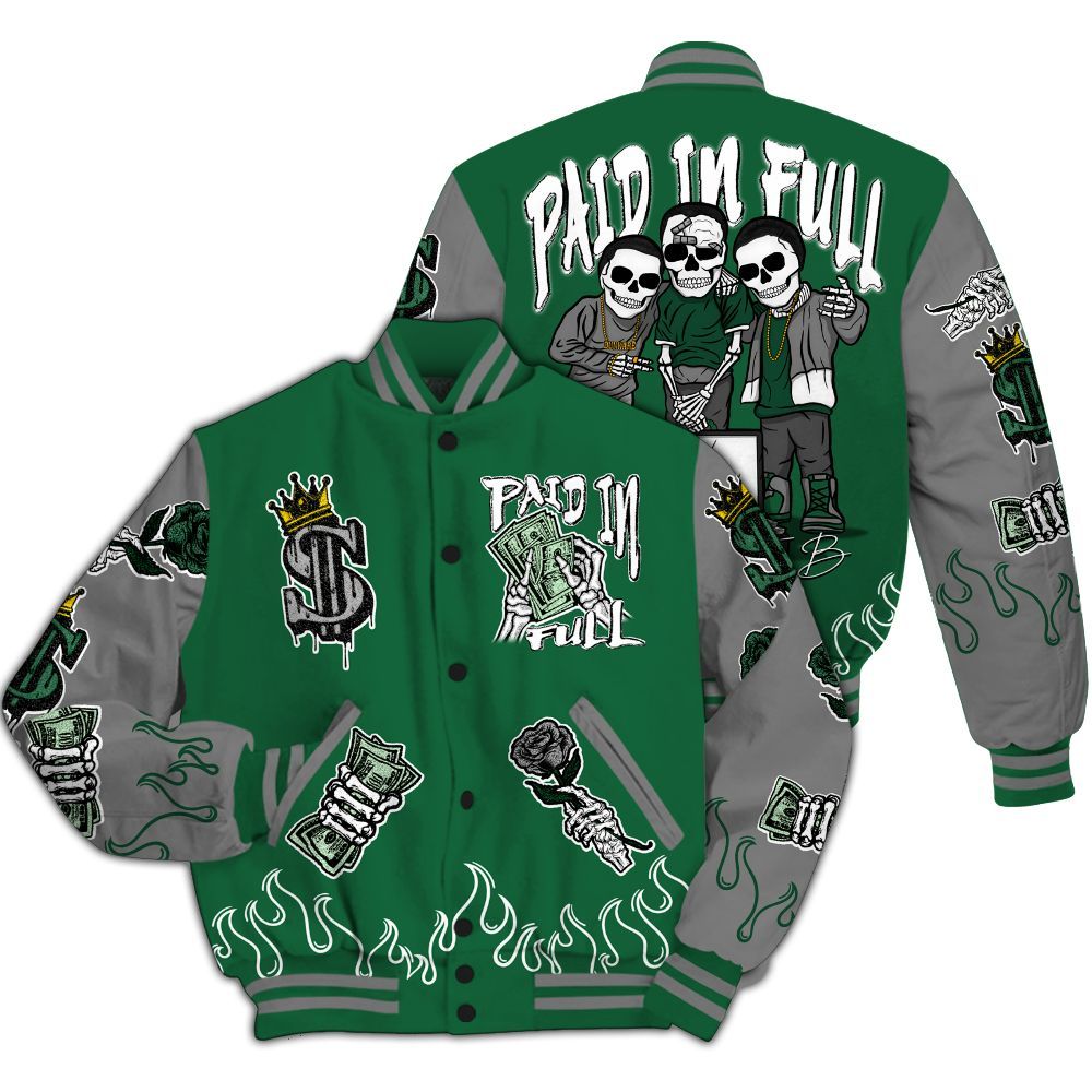 Varsity Jacket To Match High Gorge Green 1s - Fire Everybody Paid In All Over Print