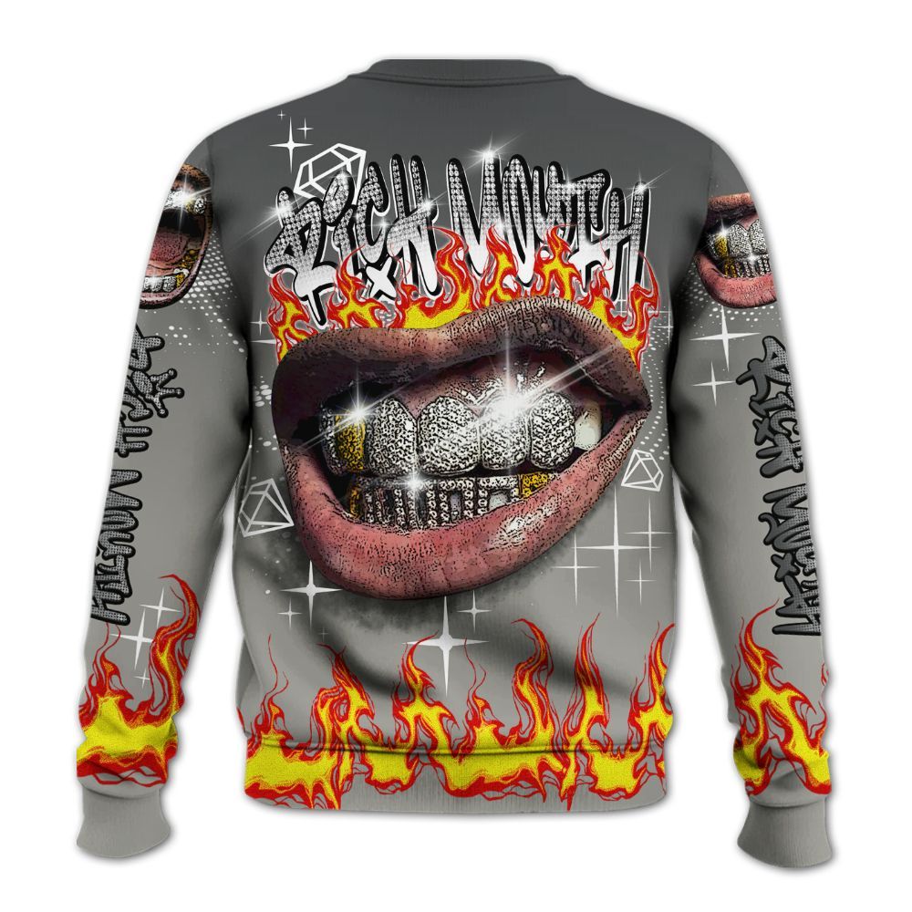 Sweatshirt To Match High Satin Shadow 1s - Rich Mouth Fire Rap Retro 90s All Over Print