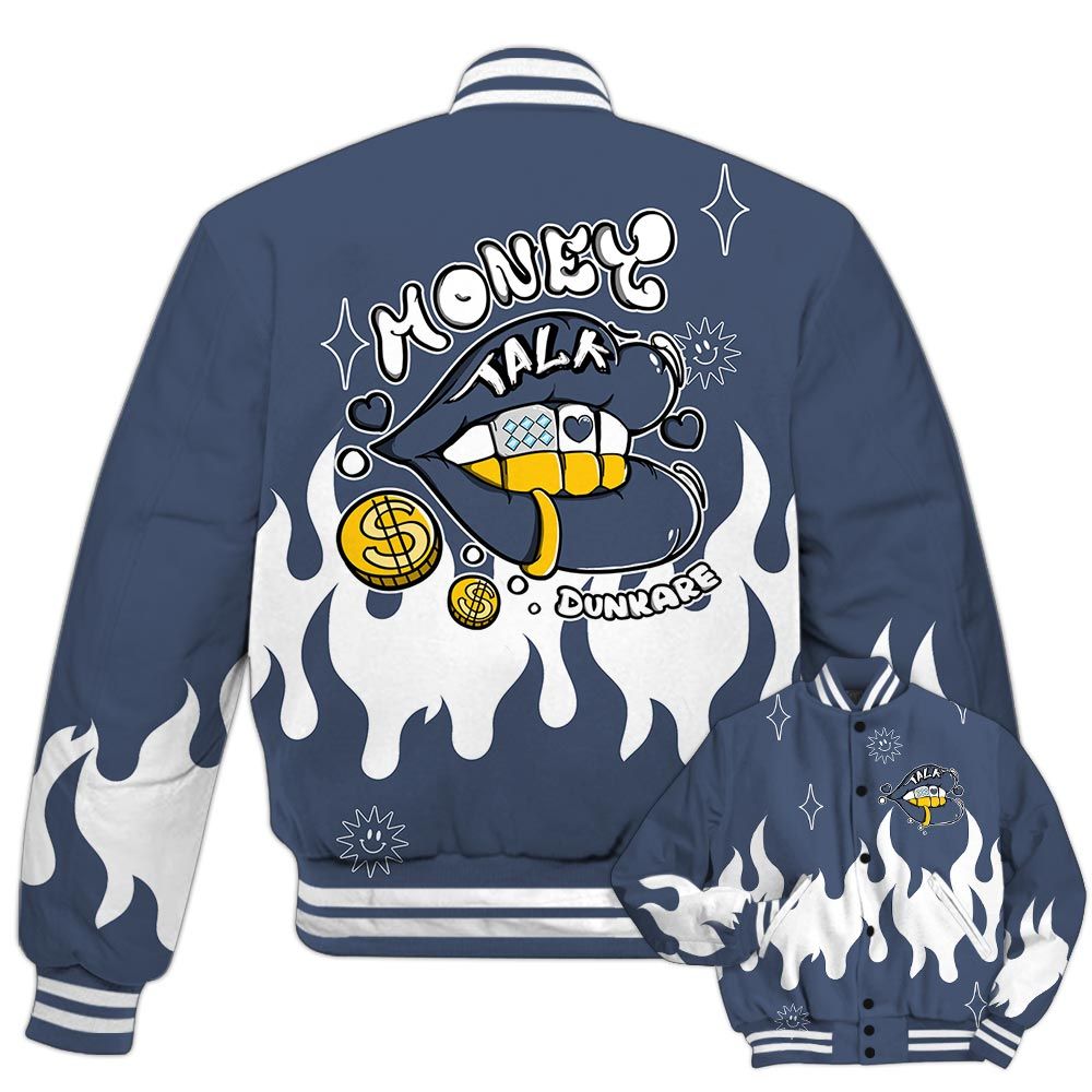 Varsity Jacket To Match Low Diffused Blue 11s - Money Talk Retro Varsity Jacket Outfit