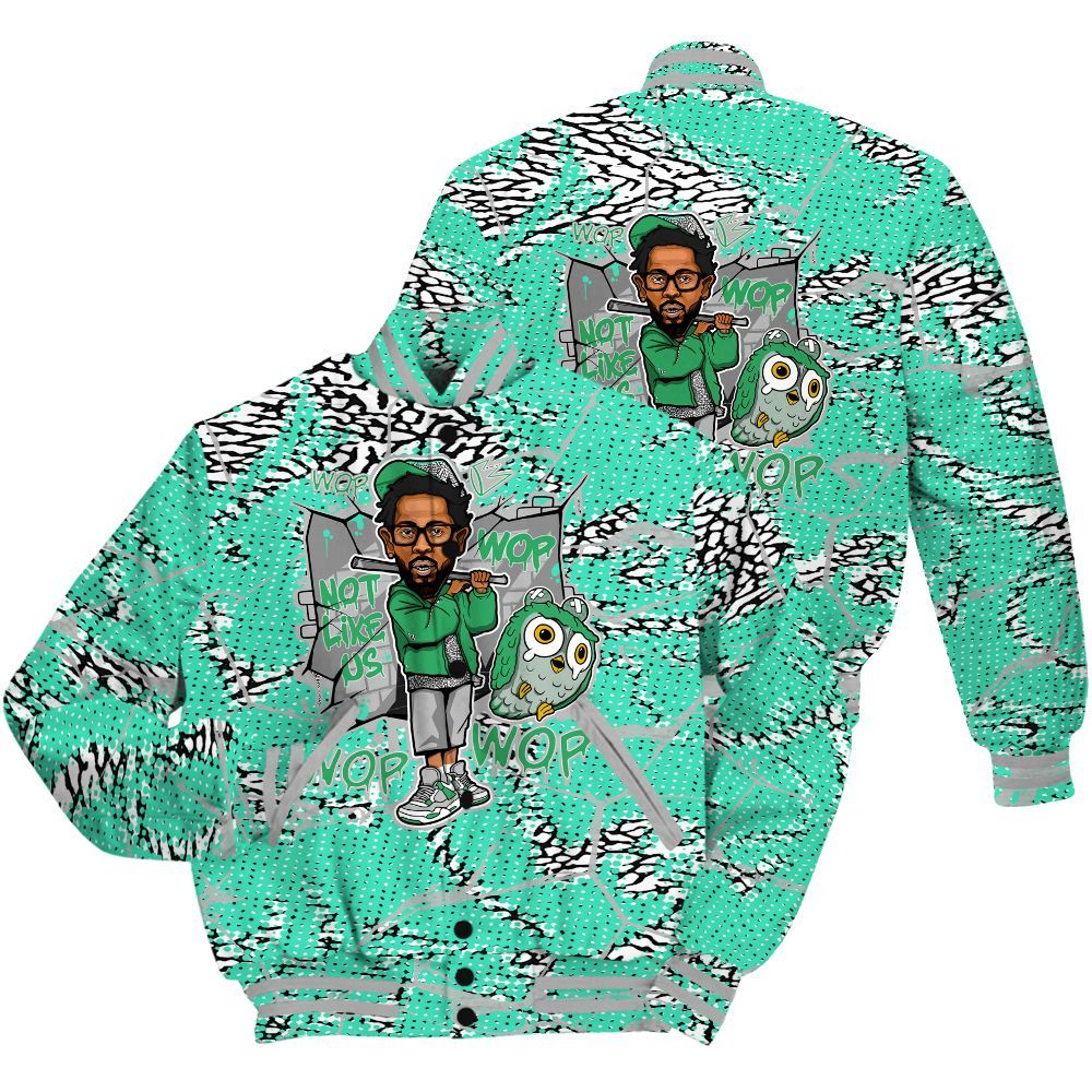 Varsity Jacket To Match Black Green Glow 3s Shirt - None Like ComptonCity Graphic Crack All Over Print