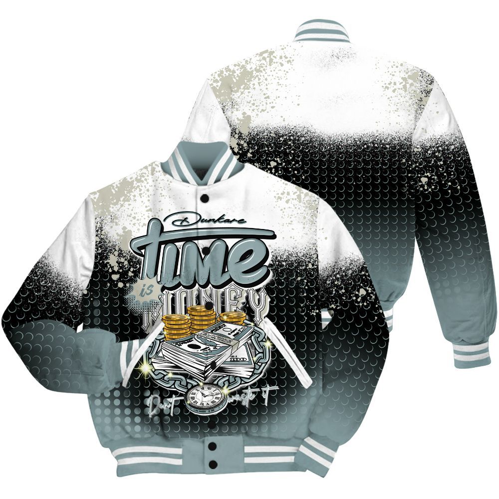 Varsity Jacket To Match AMM Low 17s Shirt, Halftone Time Is Money All Over Print