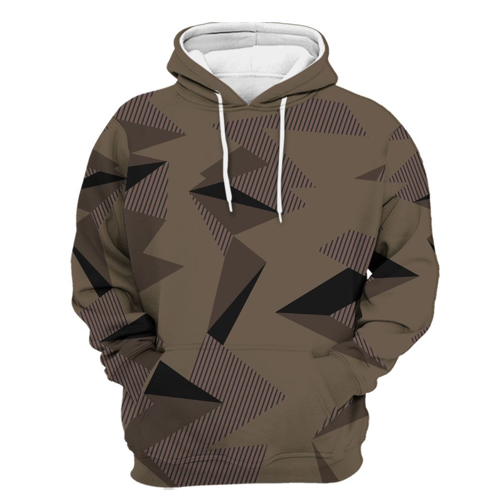 Hoodie To Match AMM Dark Mocha 4s - Geometric Camouflage Pattern All Over Print
