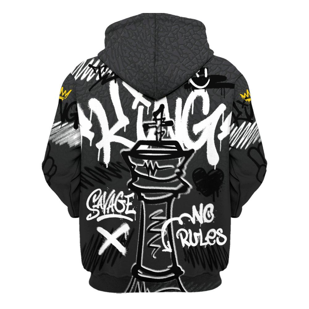 Hoodie To Match Black Cat 3s - Street King Chess Streetwear All Over Print