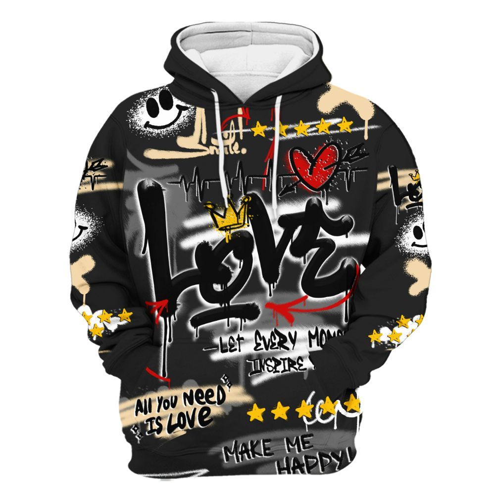 Hoodie To Match Kobe 9 EM Mambacita - Happy Love Beats Graffiti Streetwear All Over Print