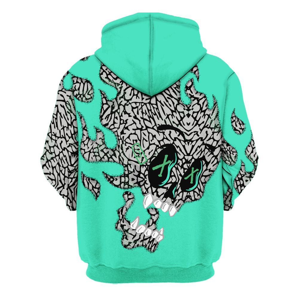 Hoodie To Match Black Green Glow 3s - All Hustle No Lucky Skull Green Glow 3s All Over Print