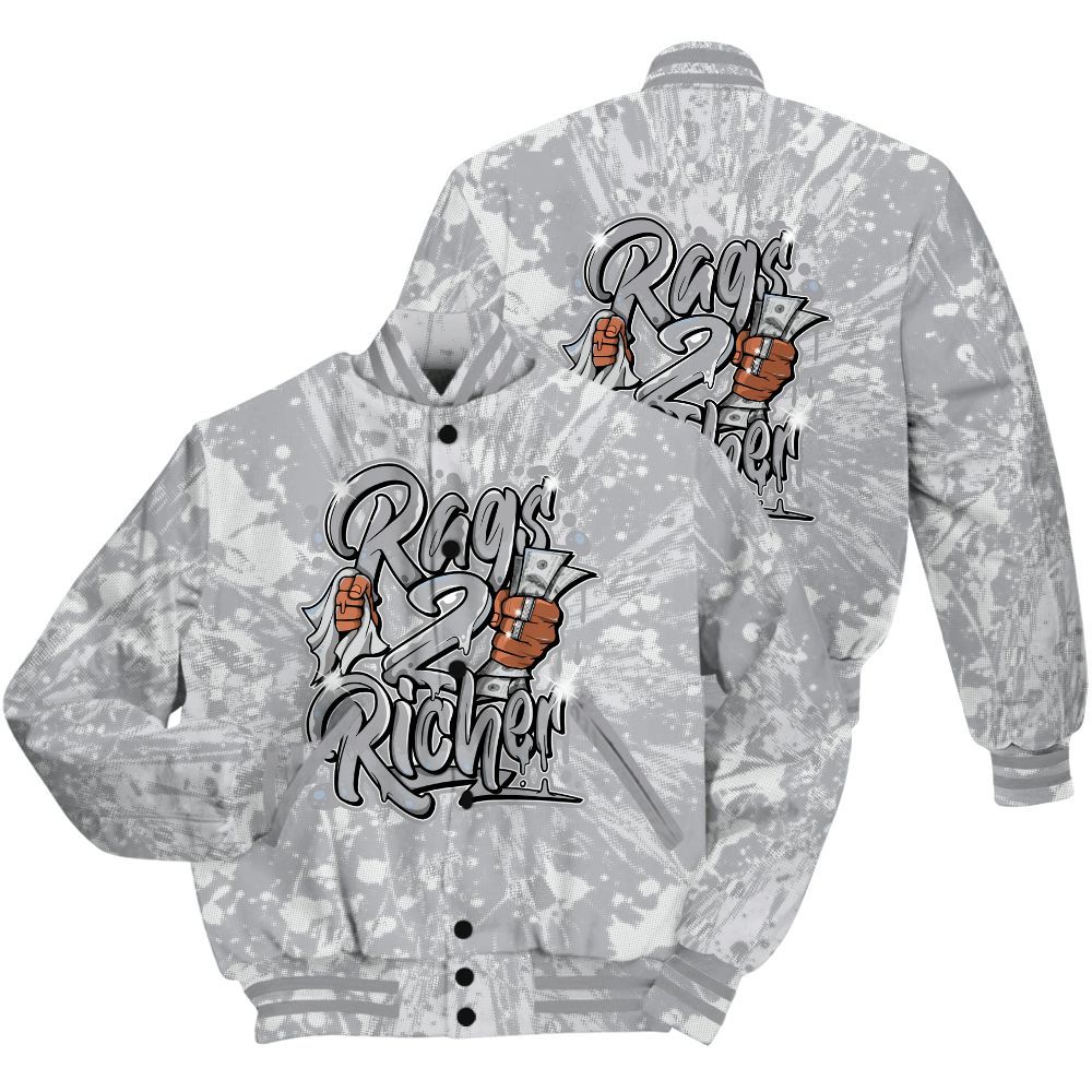 Varsity Jacket To Match Low OG Wolf Grey 1s Shirt - Rag 2 Rich Graphic Luxury All Over Print