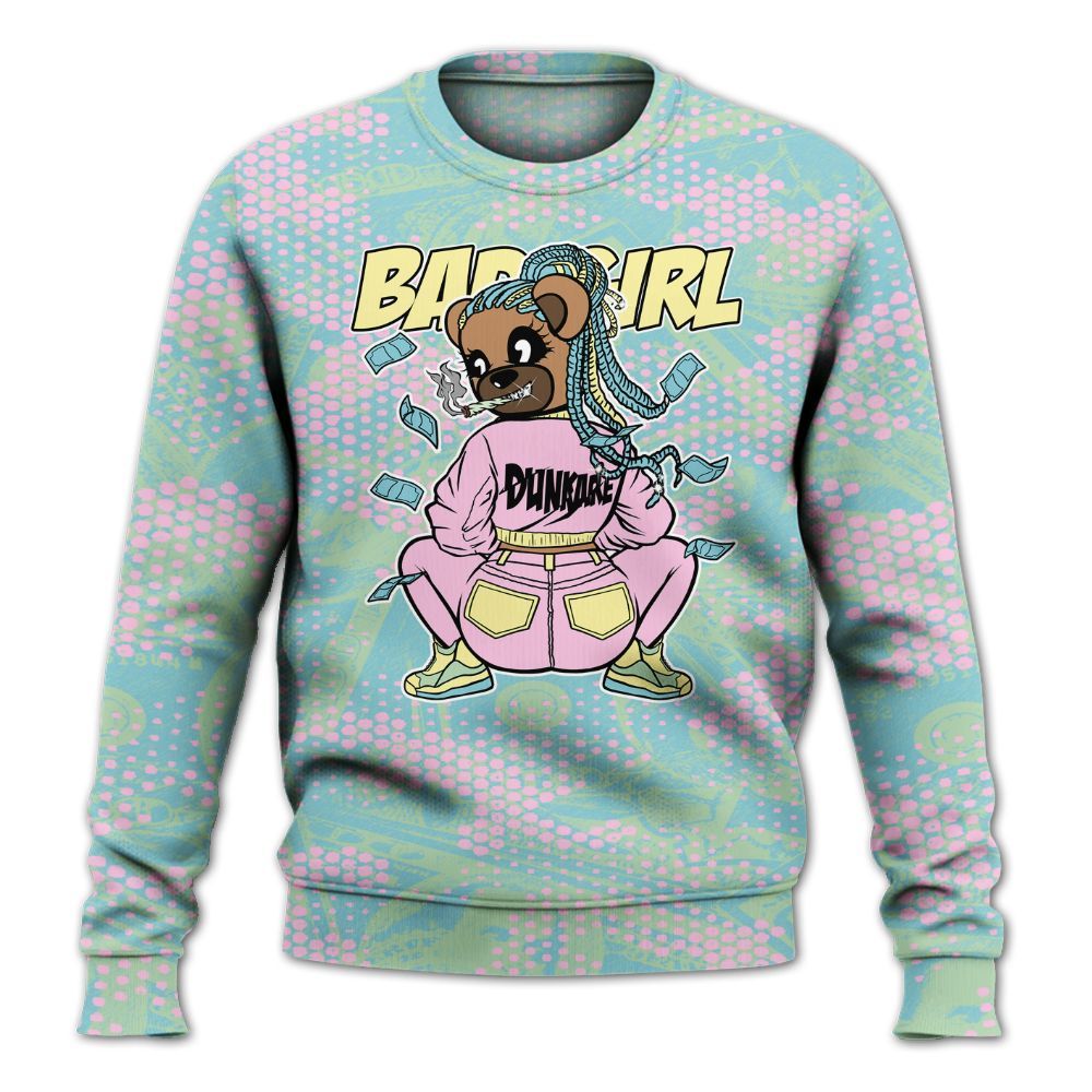 Sweatshirt To Match SB Dunk Low Visty - Rebellious Girl Bear Banknotes Art All Over Print