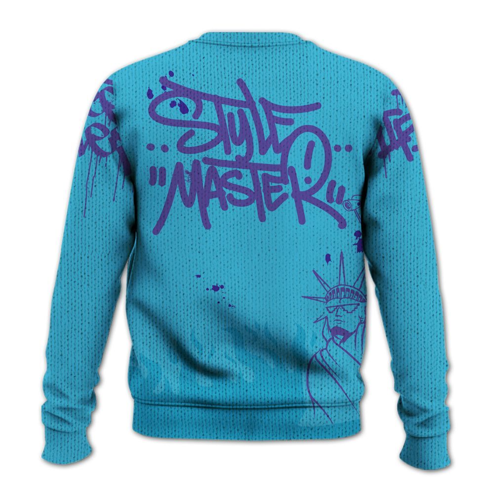 Knitted Sweater To Match Retro Aqua 6s - Graphic Fck Around Find Out