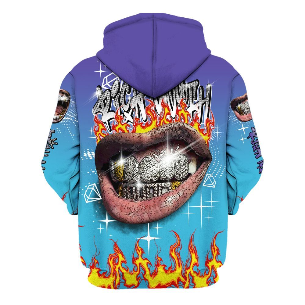 Hoodie To Match Retro Aqua 6s - Rich Mouth Fire Rap Retro 90s All Over Print