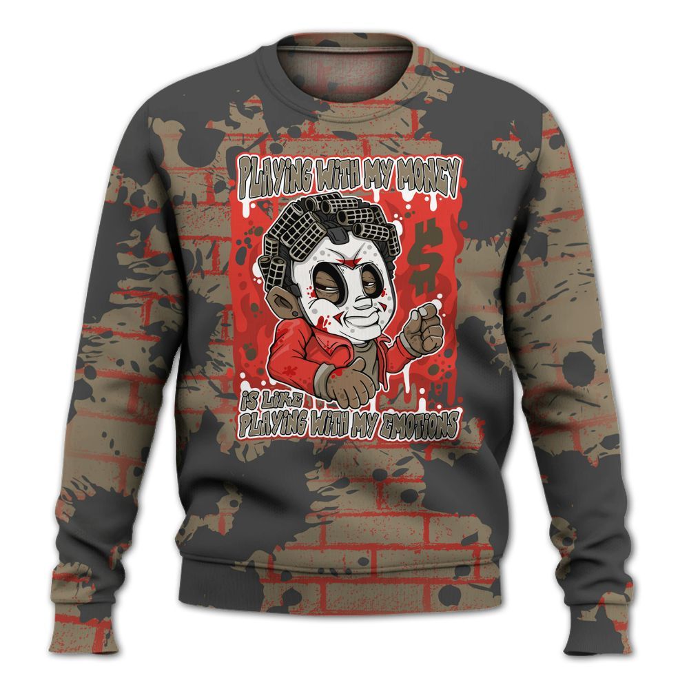 Sweatshirt To Match Olive 9s - Playing With My Money Graphic Halloween All Over Print