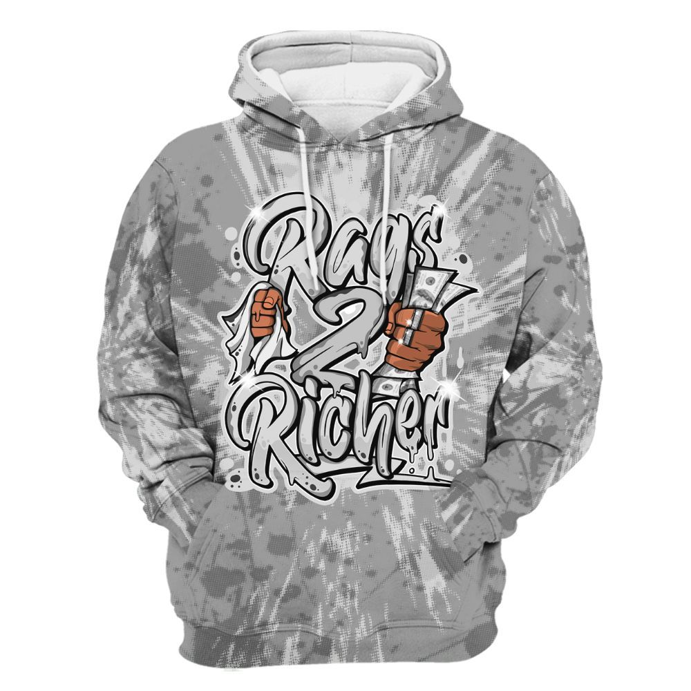 Hoodie To Match Black Wolf Grey 12s - Rag 2 Rich Graphic Luxury All Over Print