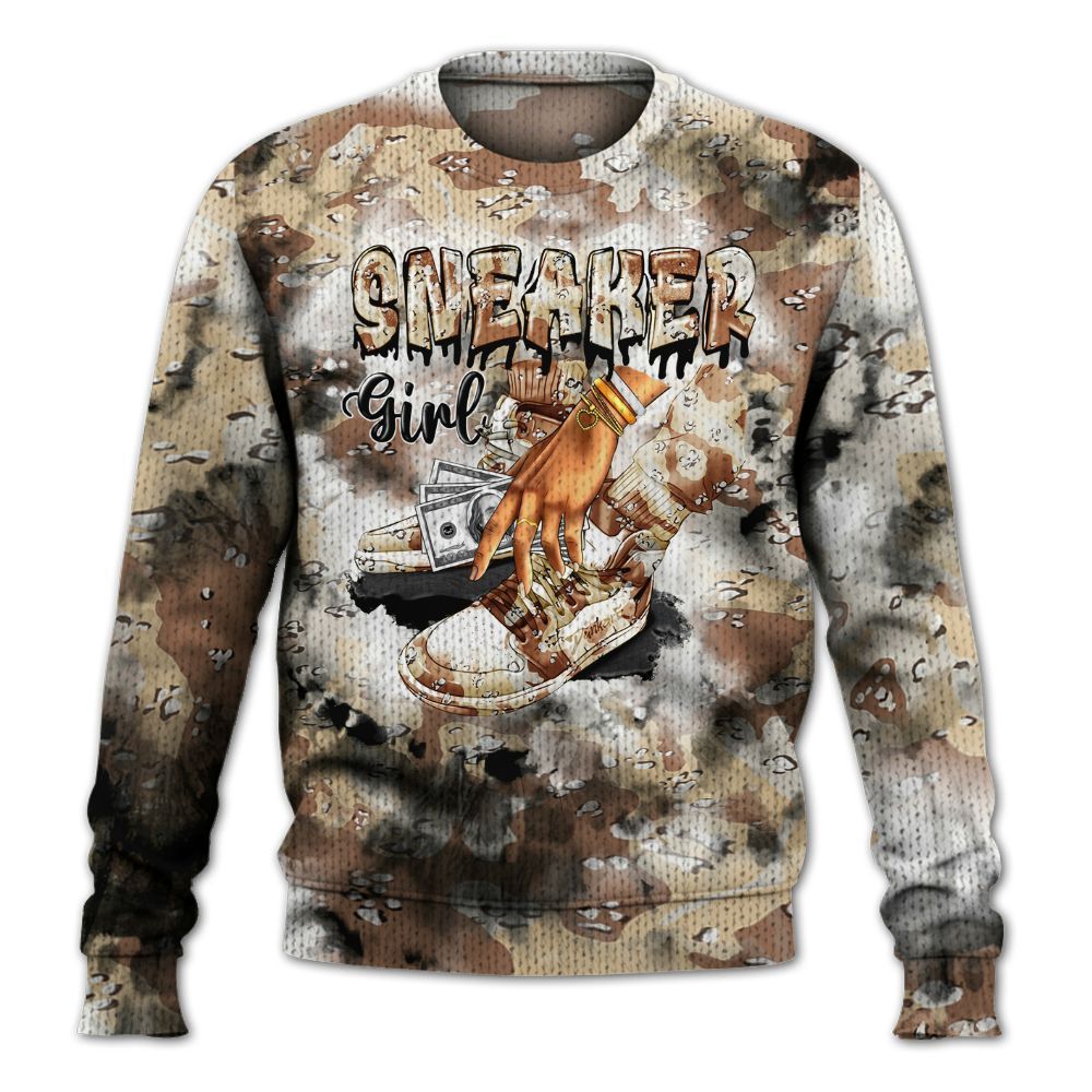 Knitted Sweater To Match Desert Camo 3s - SNEAKER Girl Money Drip Tie Dye