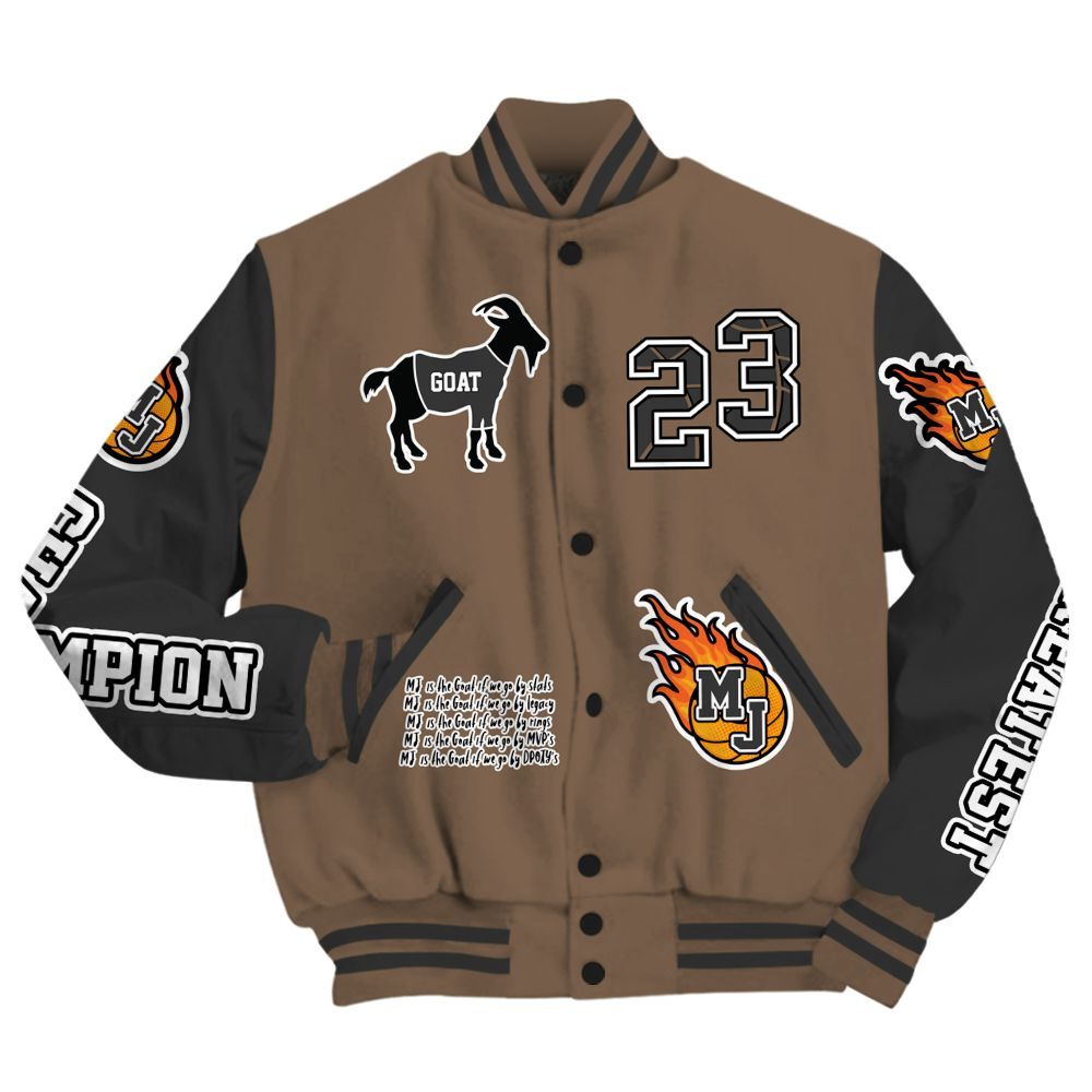 Varsity Jacket To Match Dark Mocha Jack - 23 G.0.A.T Jump Up Basketball All Over Print