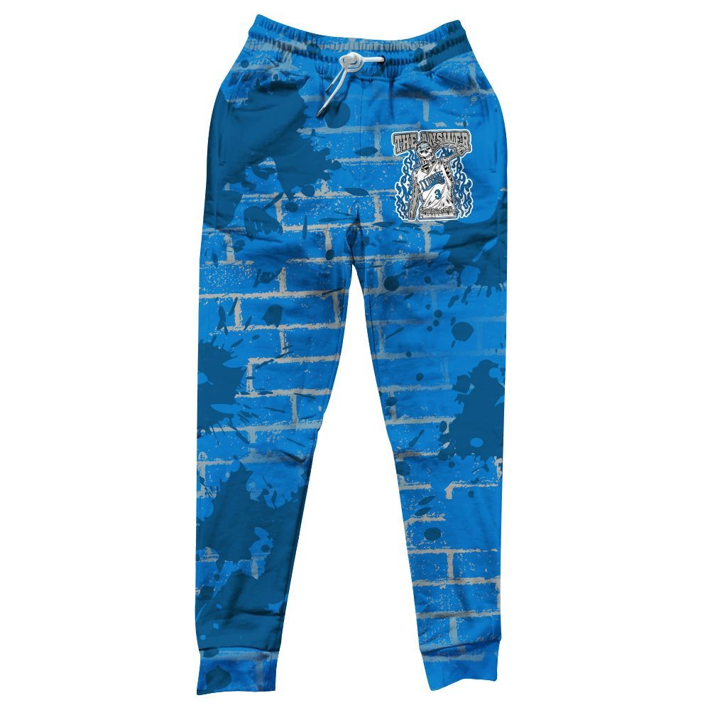 Sweatpant To Match Military Blue 4s - Allen Answer Skeleton Brick All Over Print