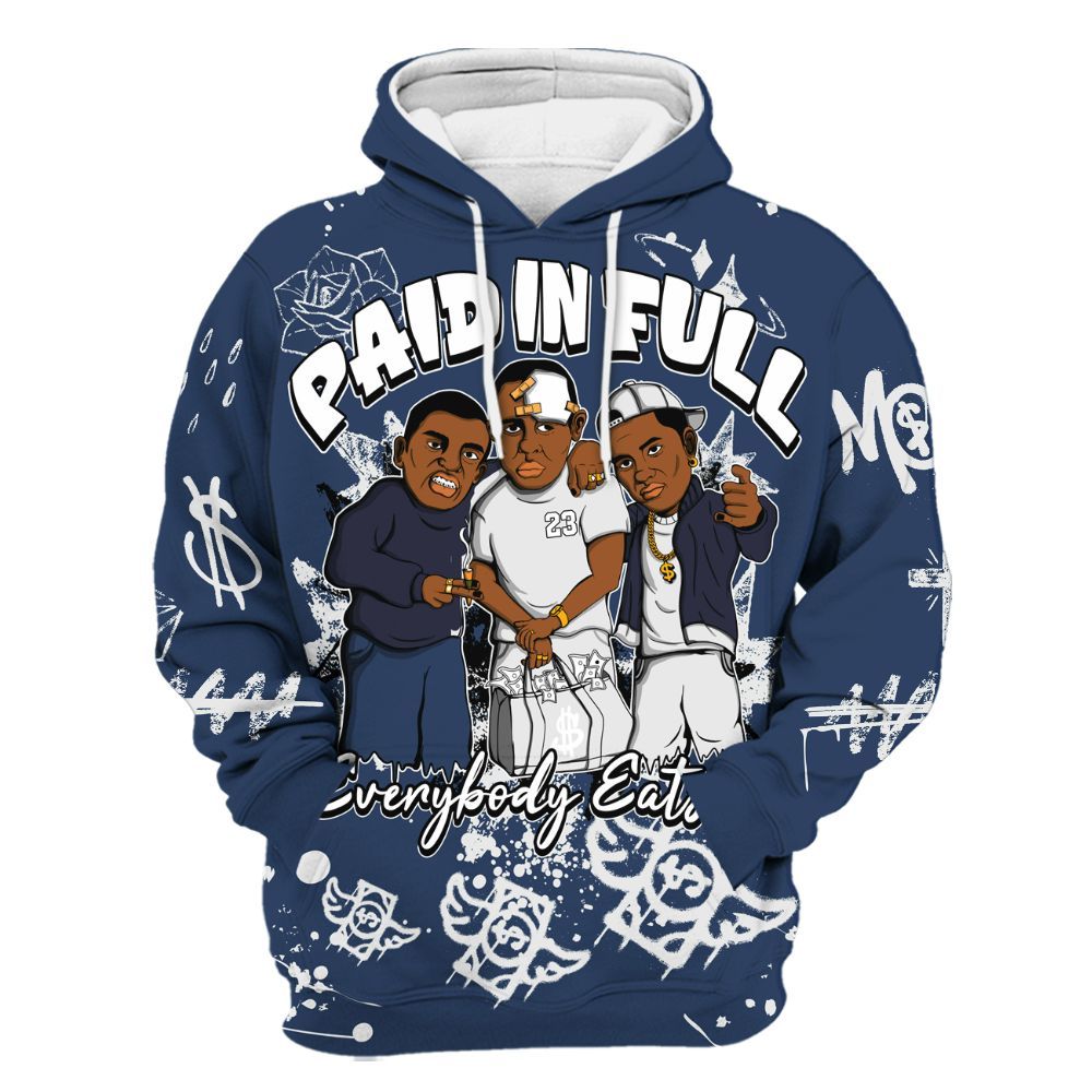 Hoodie To Match Low 85 Metallic Blue 1s - Everybody Paid In Full Crayon All Over Print