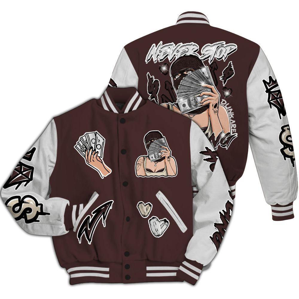 Varsity Jacket To Match Burgundy Crush 3s - Hustling Unique All Over Print
