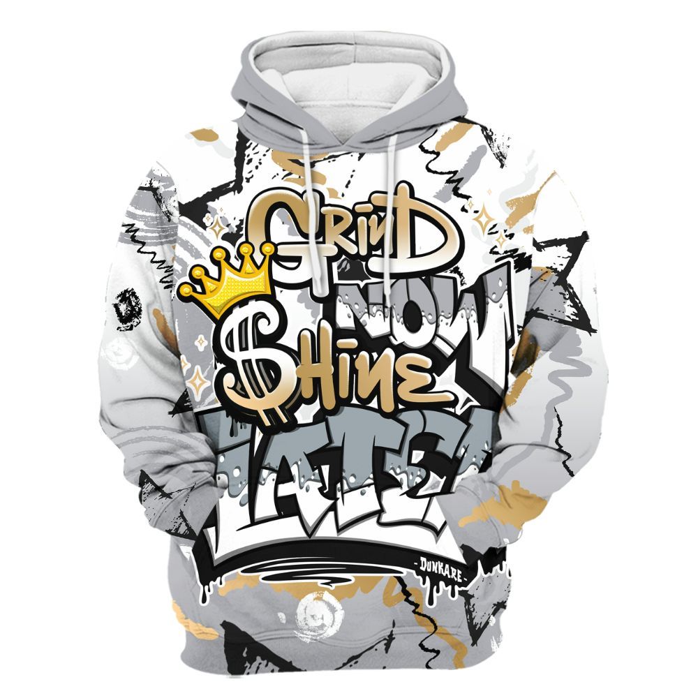 Hoodie To Match Retro High OG Cool Grey 1s - Grind Shine Later Drip All Over Print