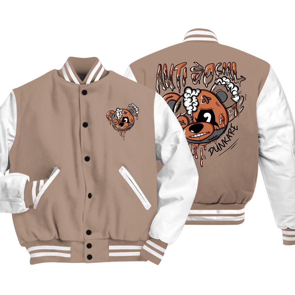 Varsity Jacket To Match OG Latte 1s Vasity Jacket - Hate Social Bear Vasity Jacket Unisex