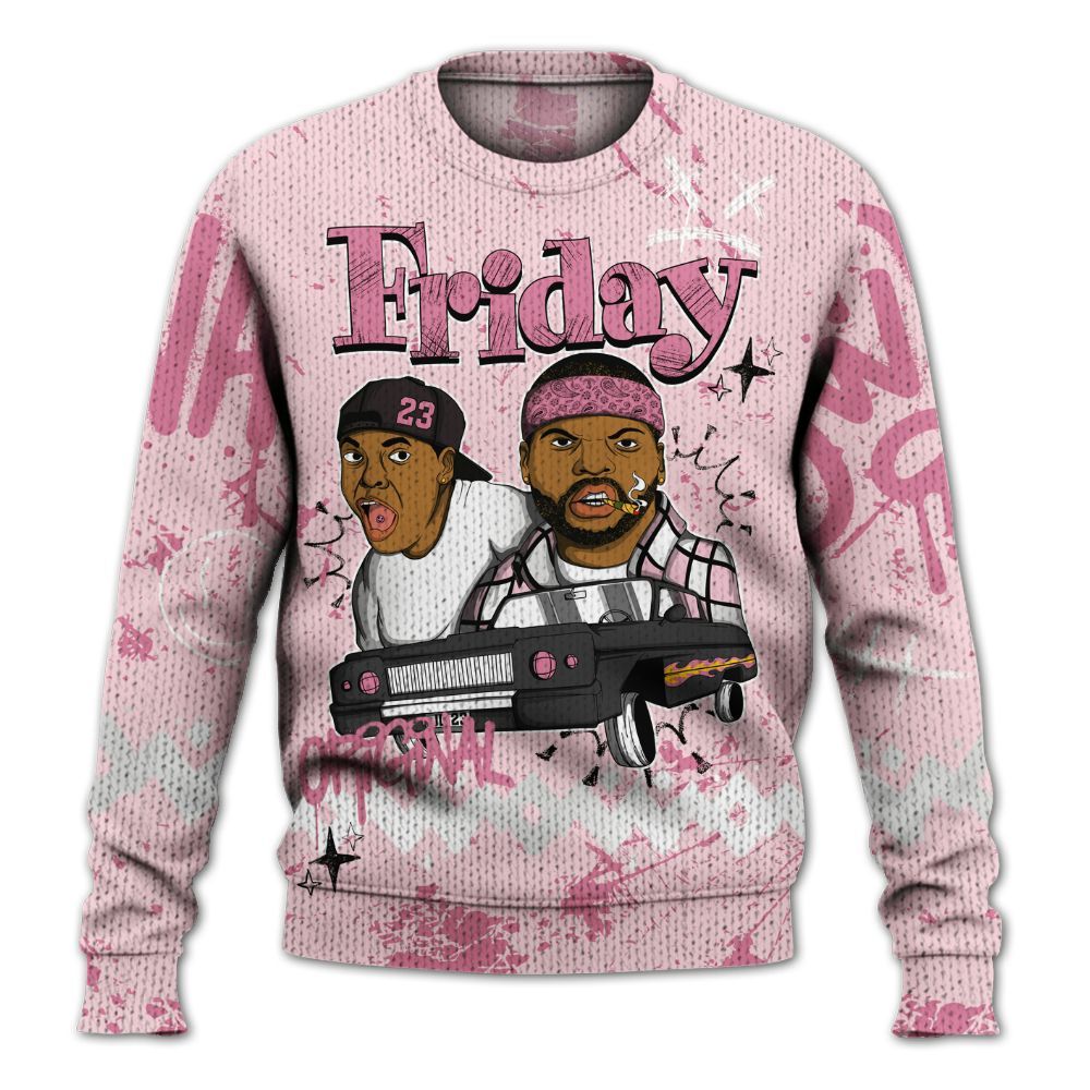 Sweater To Match GS Pearl Pink 12s Shirt, Friday Sneaker Crayon Graphic
