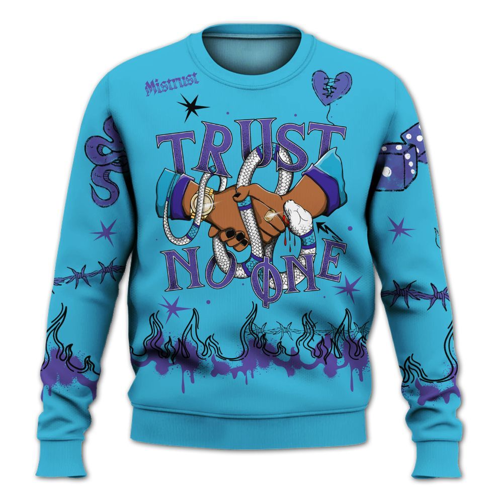 Sweatshirt To Match Retro Aqua 6s - Trust No One Snake-Bite Doodle Crayon All Over Print