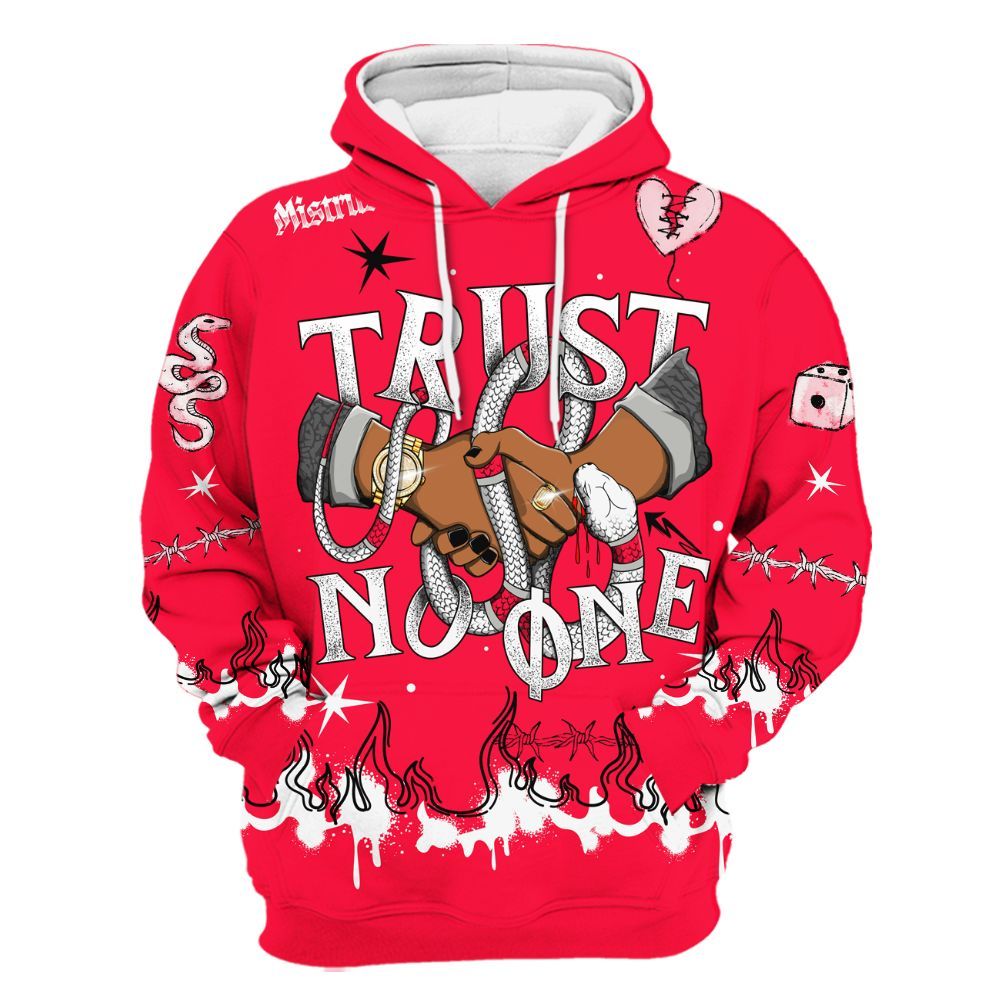 Hoodie To Match Retro Fire Red 3s - Trust No One Snake-Bite Doodle Crayon All Over Print