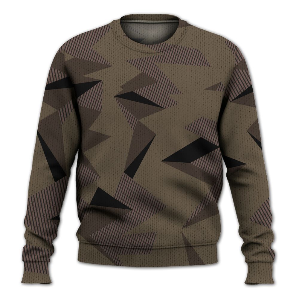 Sweater To Match AMM Dark Mocha 4s - Geometric Camouflage Pattern Graphic