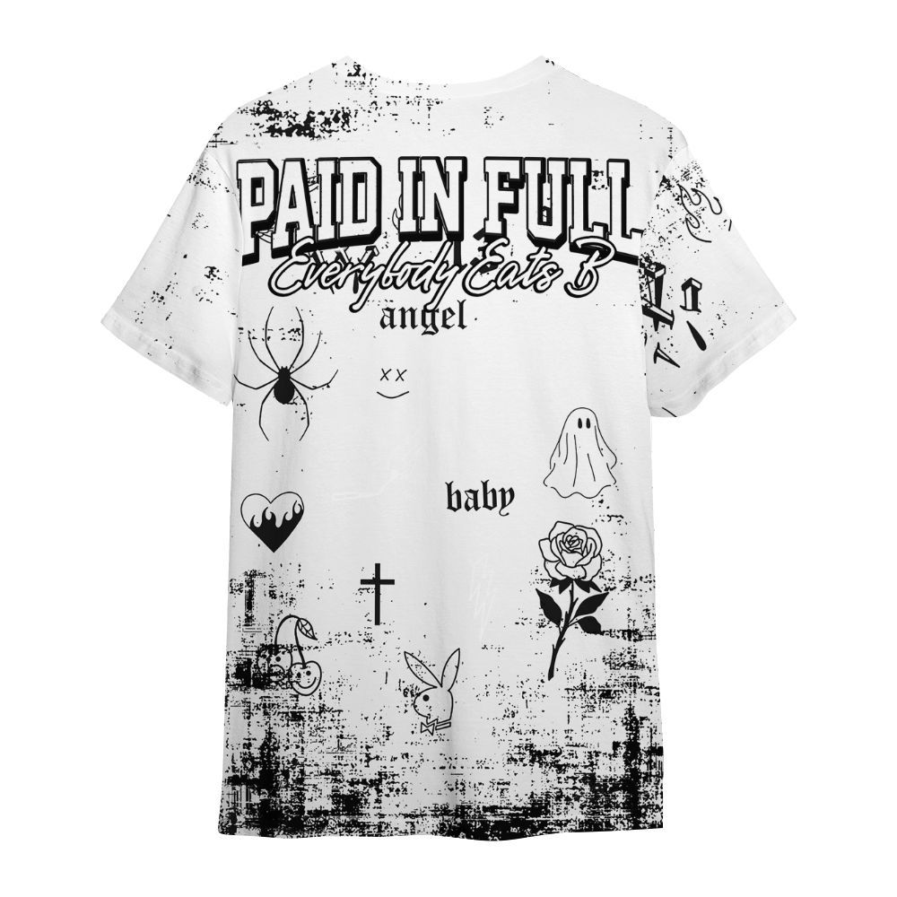 Shirt To Match Low Black Pack 14s - Paid In Full Money All Over Print