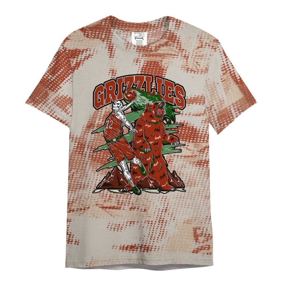 Shirt To Match El Grito 5s - Grizzly Bear Skeleton Brown Sugar All Over Print