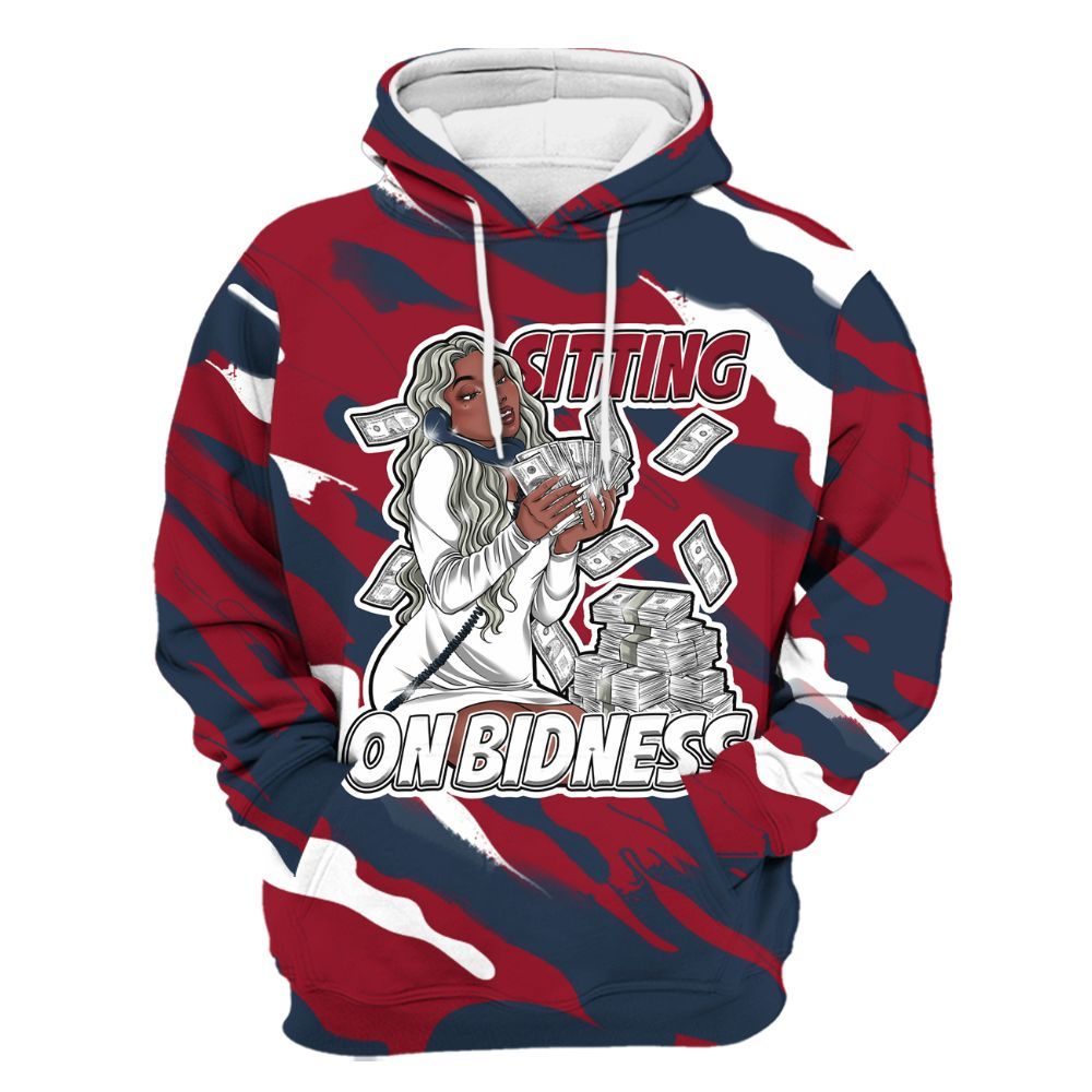 Hoodie To Match White Midnight Navy 6s - Bidness Colored All Over Print