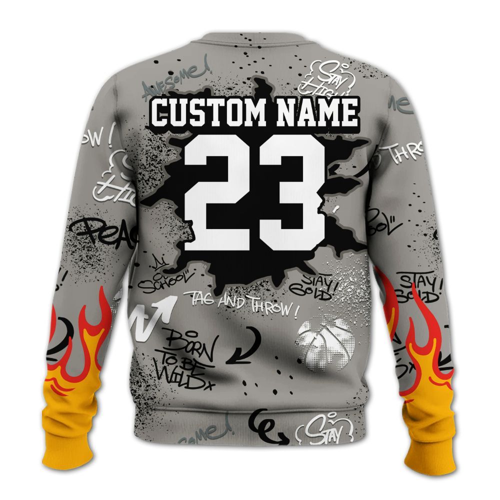 Sweatshirt To Match Cool Grey 9s - Number 23 Basketball Bear Custom Name All Over Print