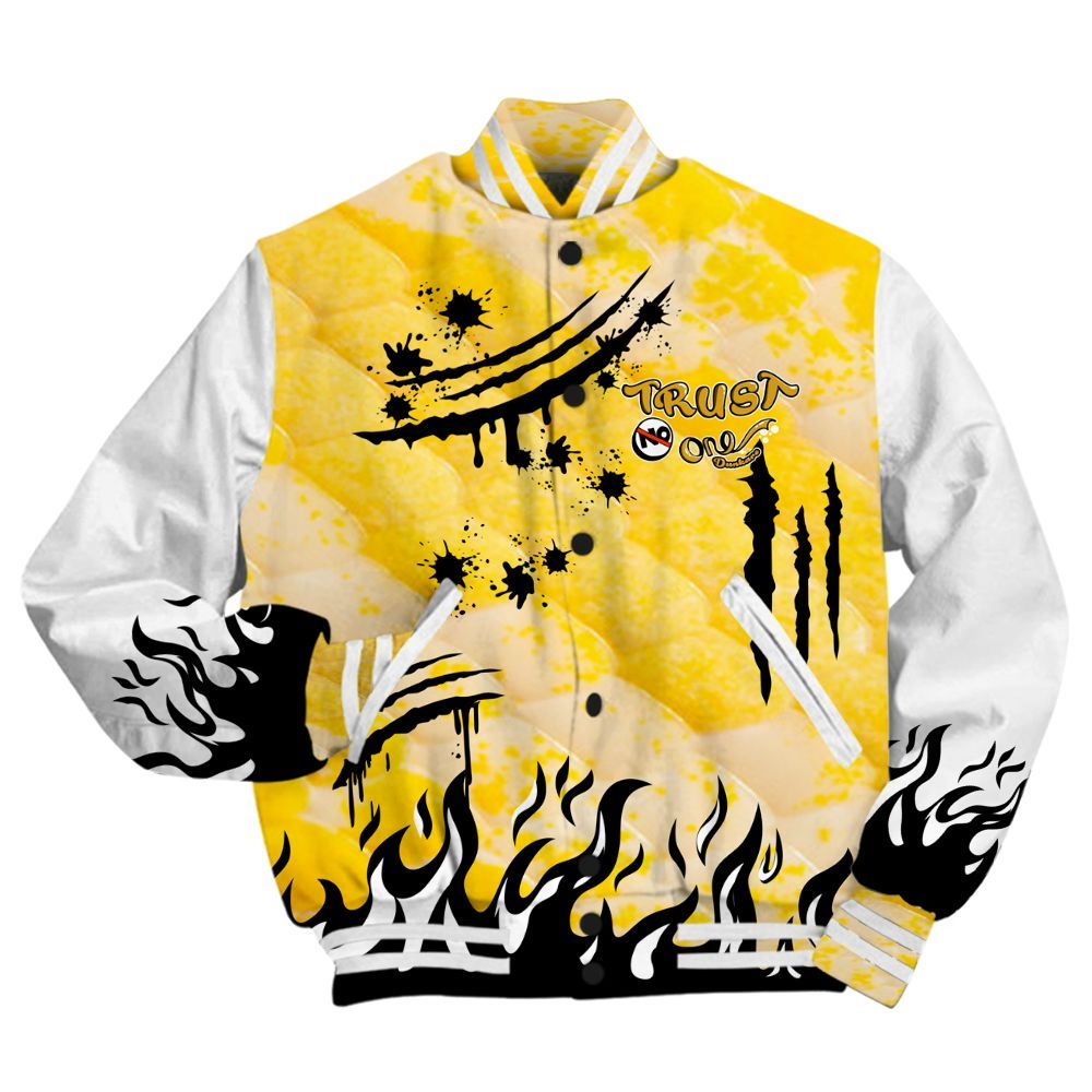 Varsity Jacket To Match Low Yellow Python 11s - Graphic Trust No One All Over Print