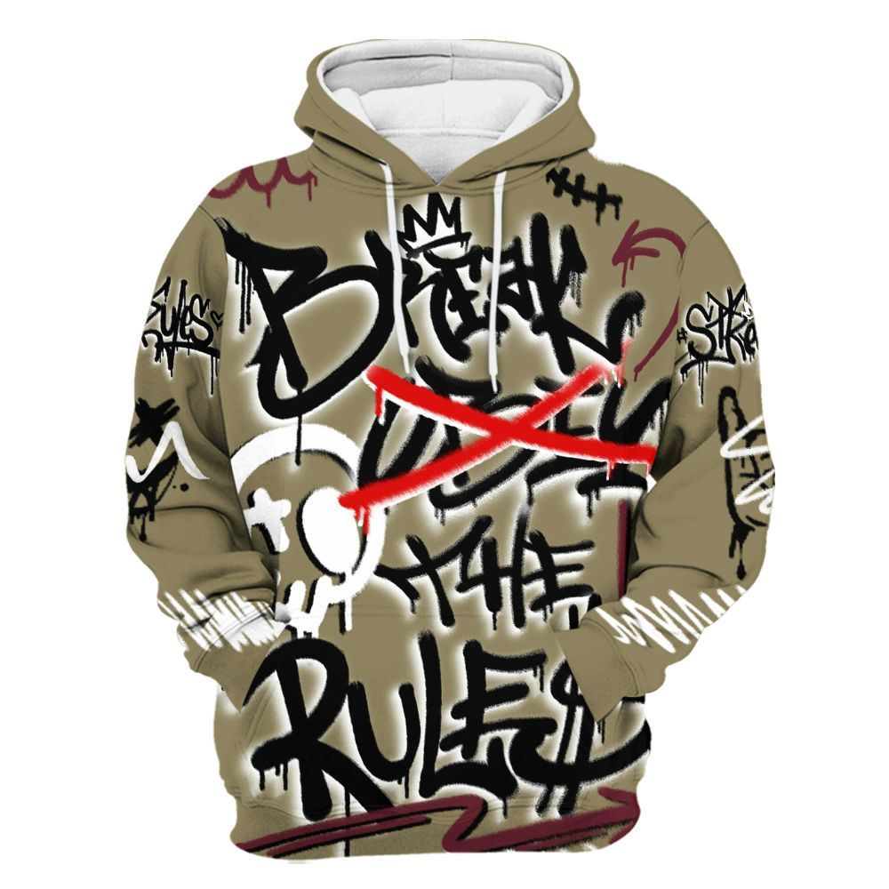 Hoodie To Match Black Olive 7s - Break Rules Streetwear All Over Print