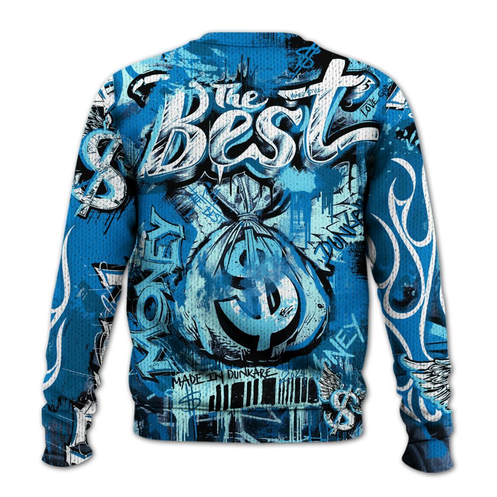 Knitted Sweater To Match Industrial Blue 4s - The Best Money Military Blue 4s