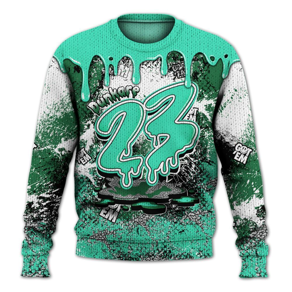 Knitted Sweater To Match Black Green Glow 3s - Dripping 23 Drip