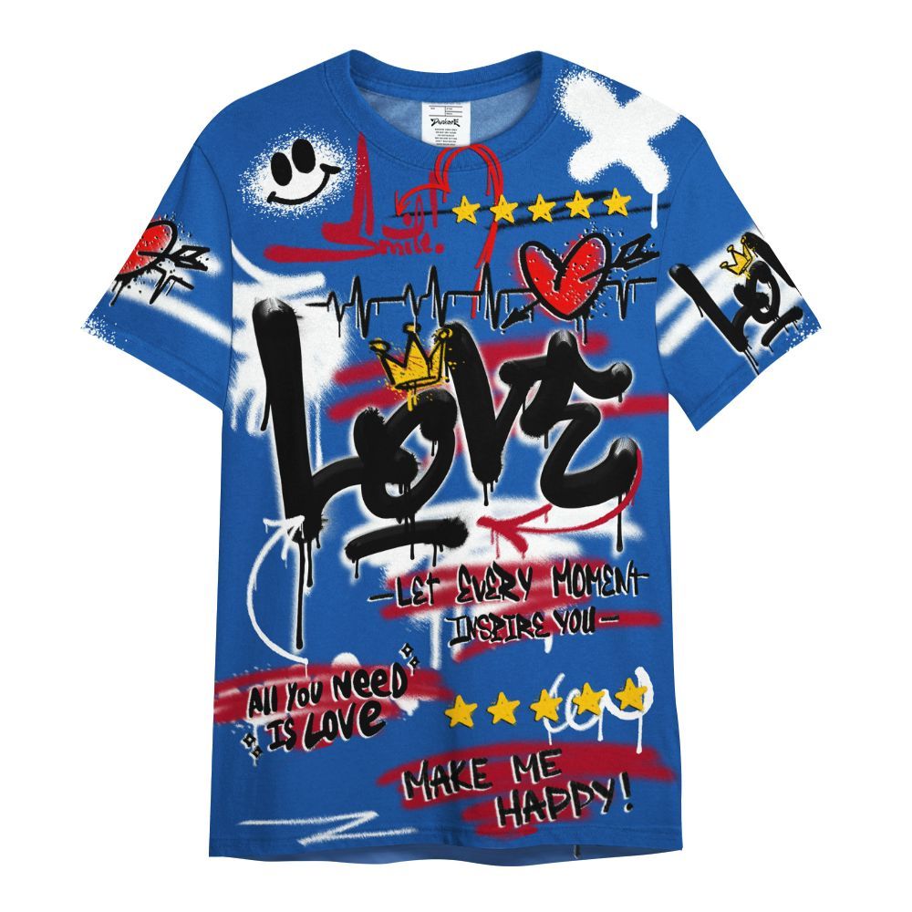 Shirt To Match Air Griffey Max Black Red Navy Blue 1s - Happy Love Beats Graffiti Streetwear All Over Print
