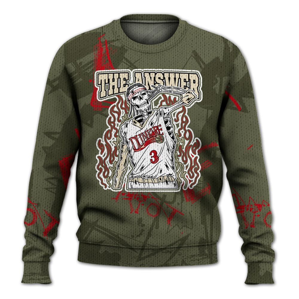 Knitted Sweater To Match Travis Scott Low OG Medium Olive 1s - Allen Answer Skeleton Messyz