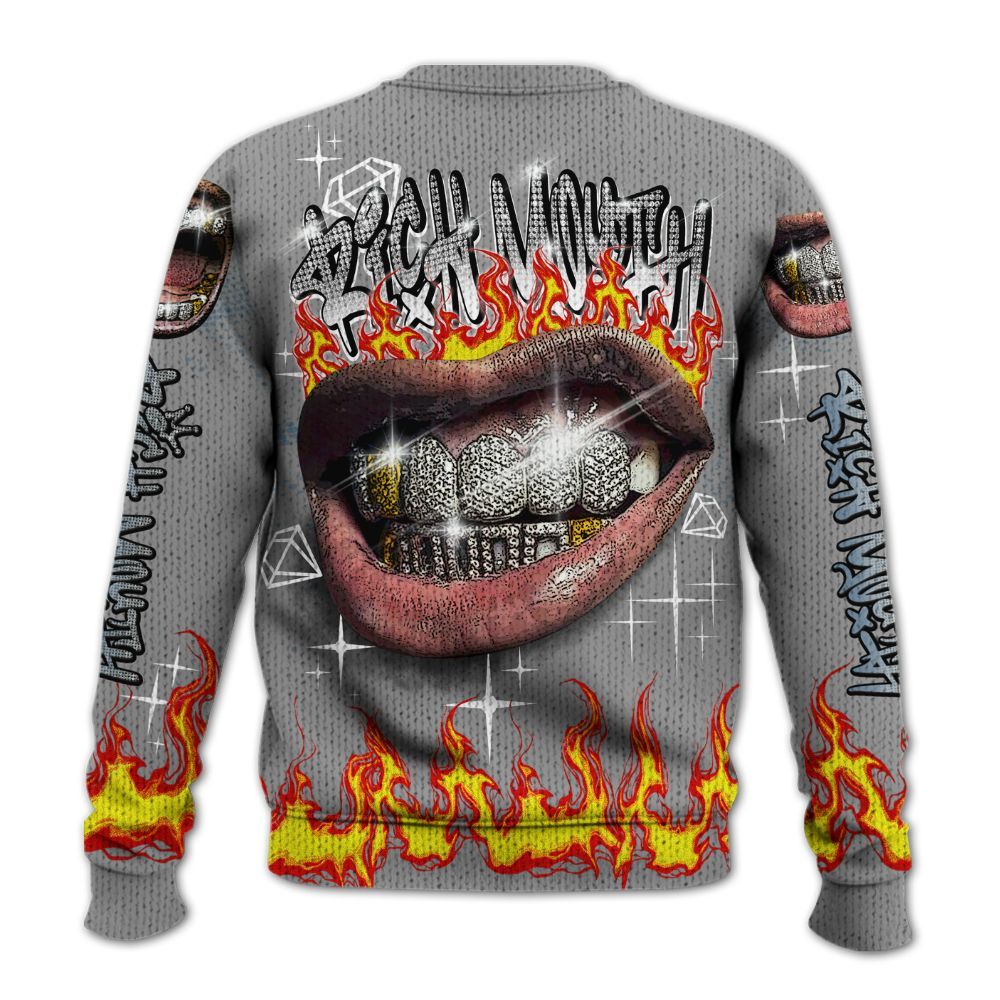 Knitted Sweater To Match Black Chrome 6s - Rich Mouth Fire Rap Retro 90s