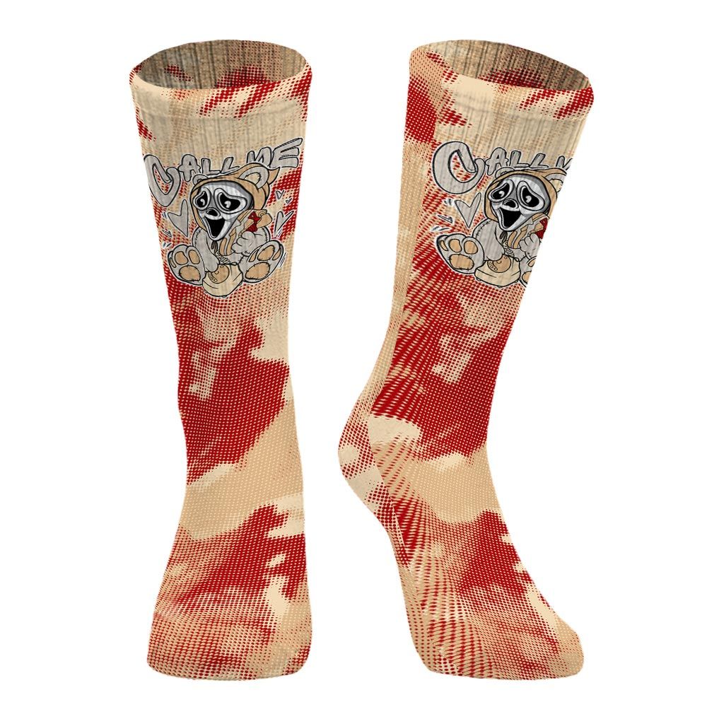 Sock To Match Dunk Low Strawberry Waffle - Call Me Bear Halloween Abstract Halftone