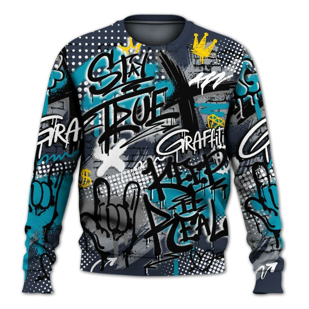 Sweatshirt To Match Retro Obsidian 13s - True It Real Graffiti Streetwear All Over Print