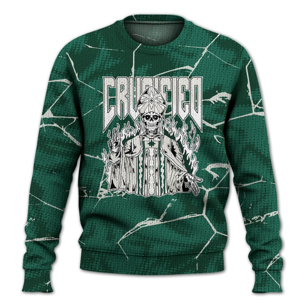 Knitted Sweater To Match Oxidized Green 4s - Crucified Skeleton Crack