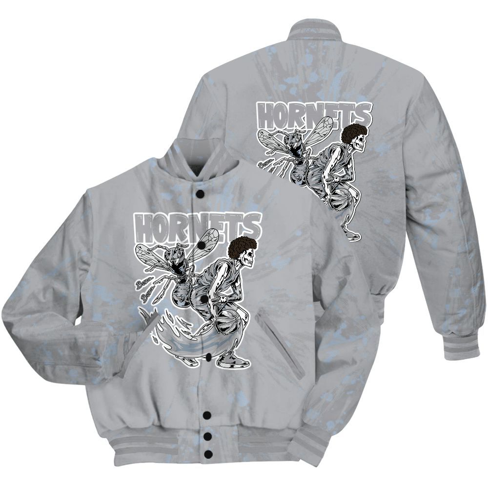 Varsity Jacket To Match Low OG Wolf Grey 1s Shirt - Hornets Skeleton Luxury All Over Print