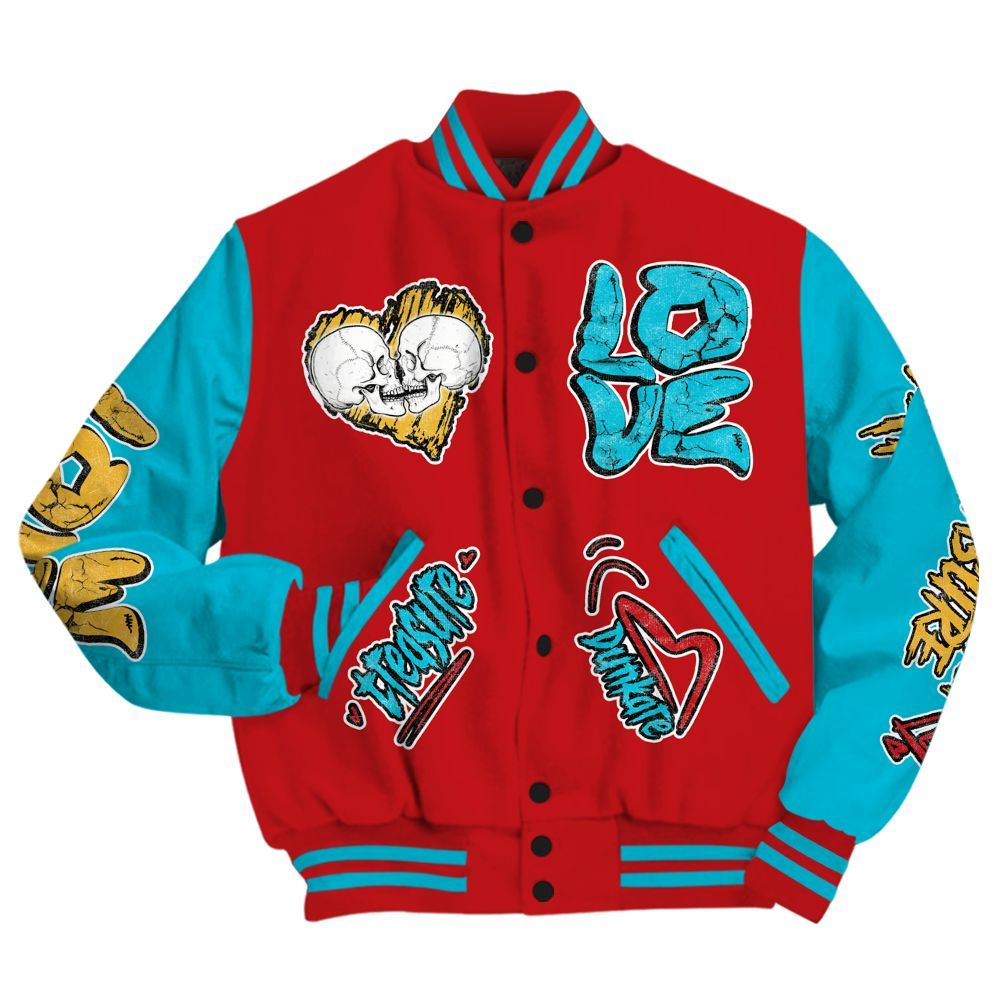 Varsity Jacket To Match Dunk Low Fruity Pebbles - Skull Bear All Over Print