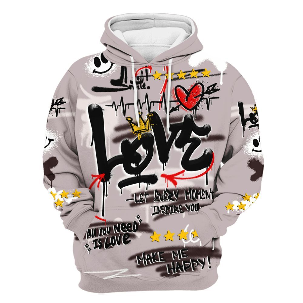 Hoodie To Match AMM Air Smokey Mauve 6s - Happy Love Beats Graffiti Streetwear All Over Print