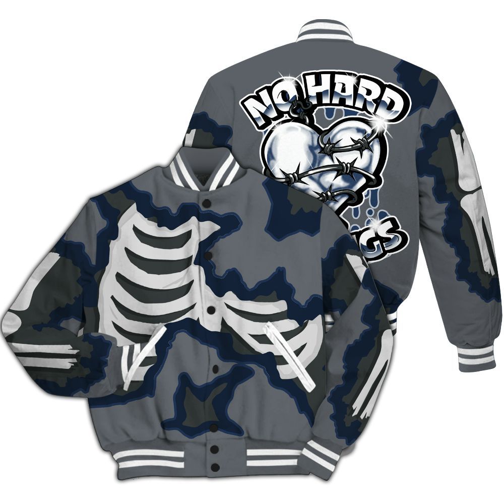 Varsity Jacket To Match Flint Grey 9s - Hard Feeling Graphic Heart Break All Over Print