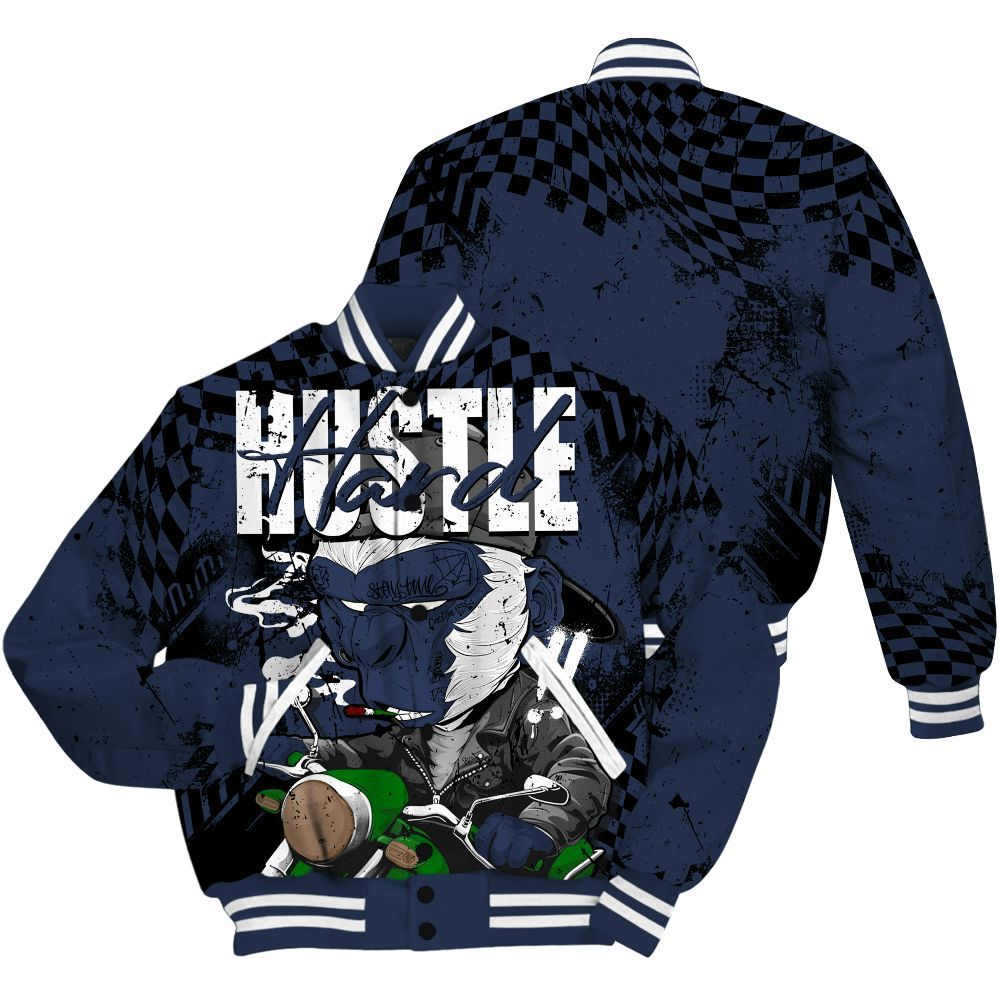 Varsity Jacket To Match Midnight Navy 13s - Hustle Hard Monkey All Over Print